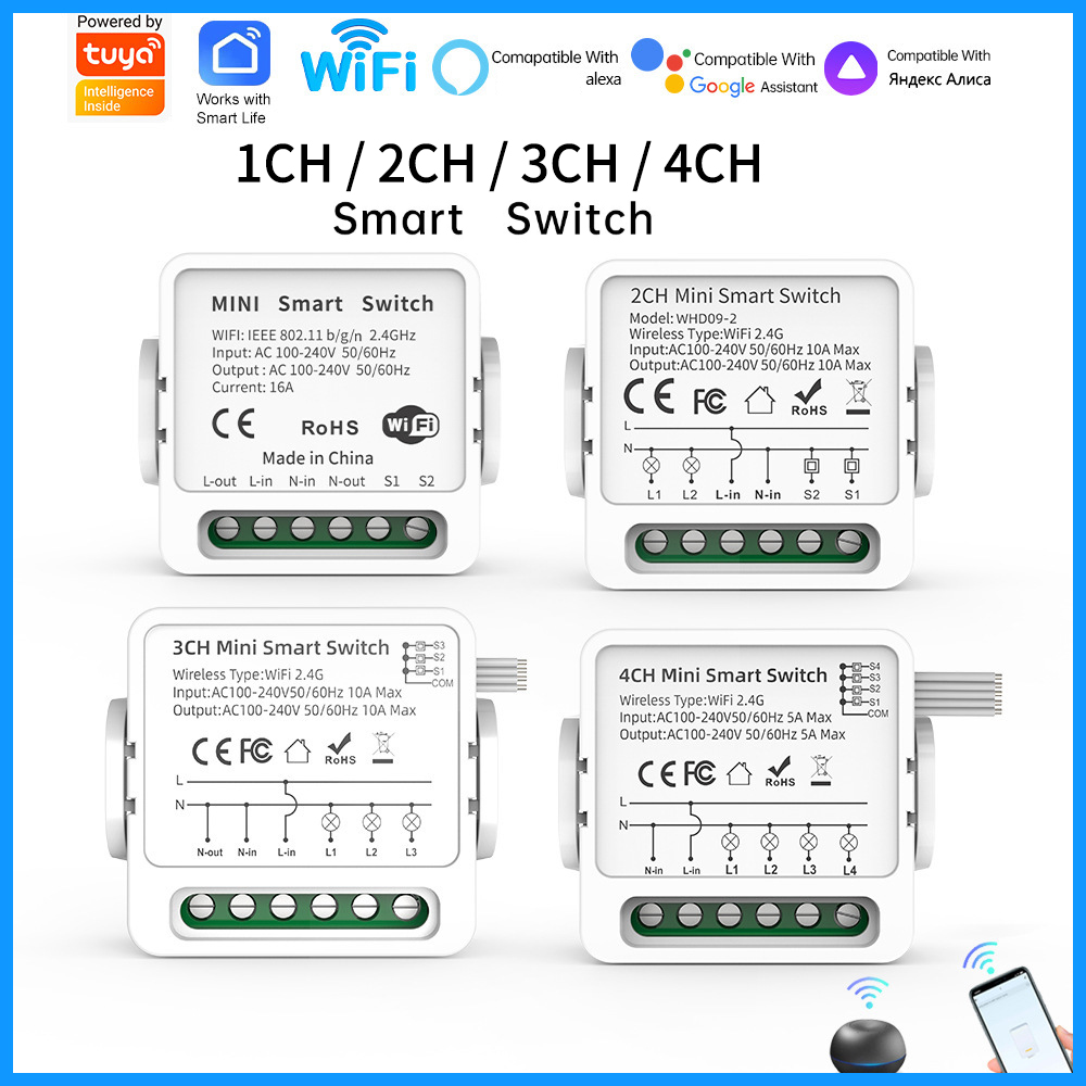 Smart Home Remote - Interrupteur intelligent WiFi Tuya 1/2/3/4 voies,