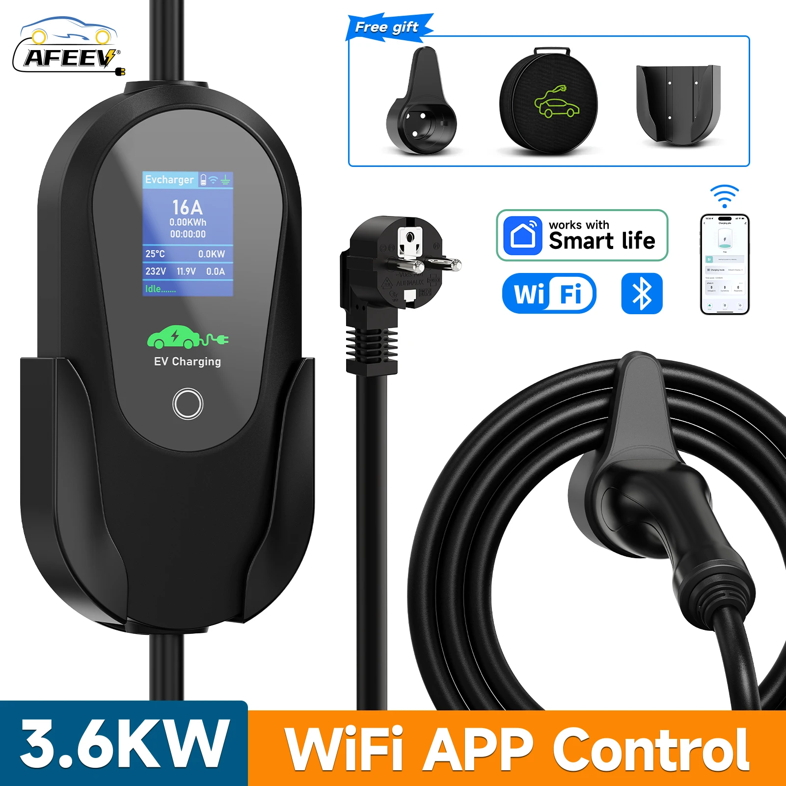 Wifi Smart Plug - AFEEV-Chargeur EV Portable de Type 2,