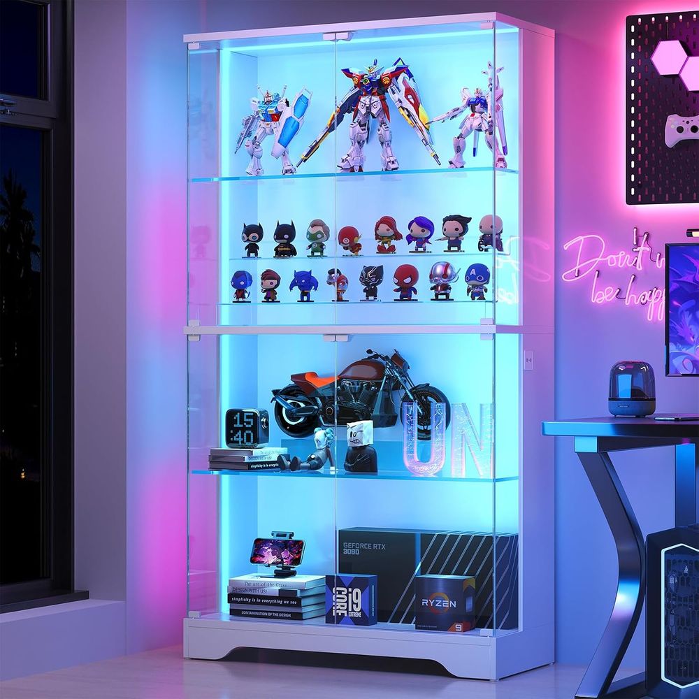 Motion Sensor Light - Vitrine à 4 niveaux en verre
