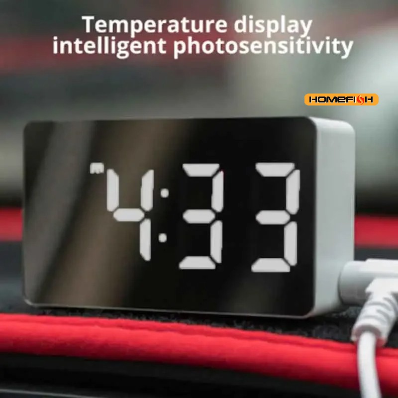 Smart Home Retrofit - Horloge de Table miroir LED blanche,