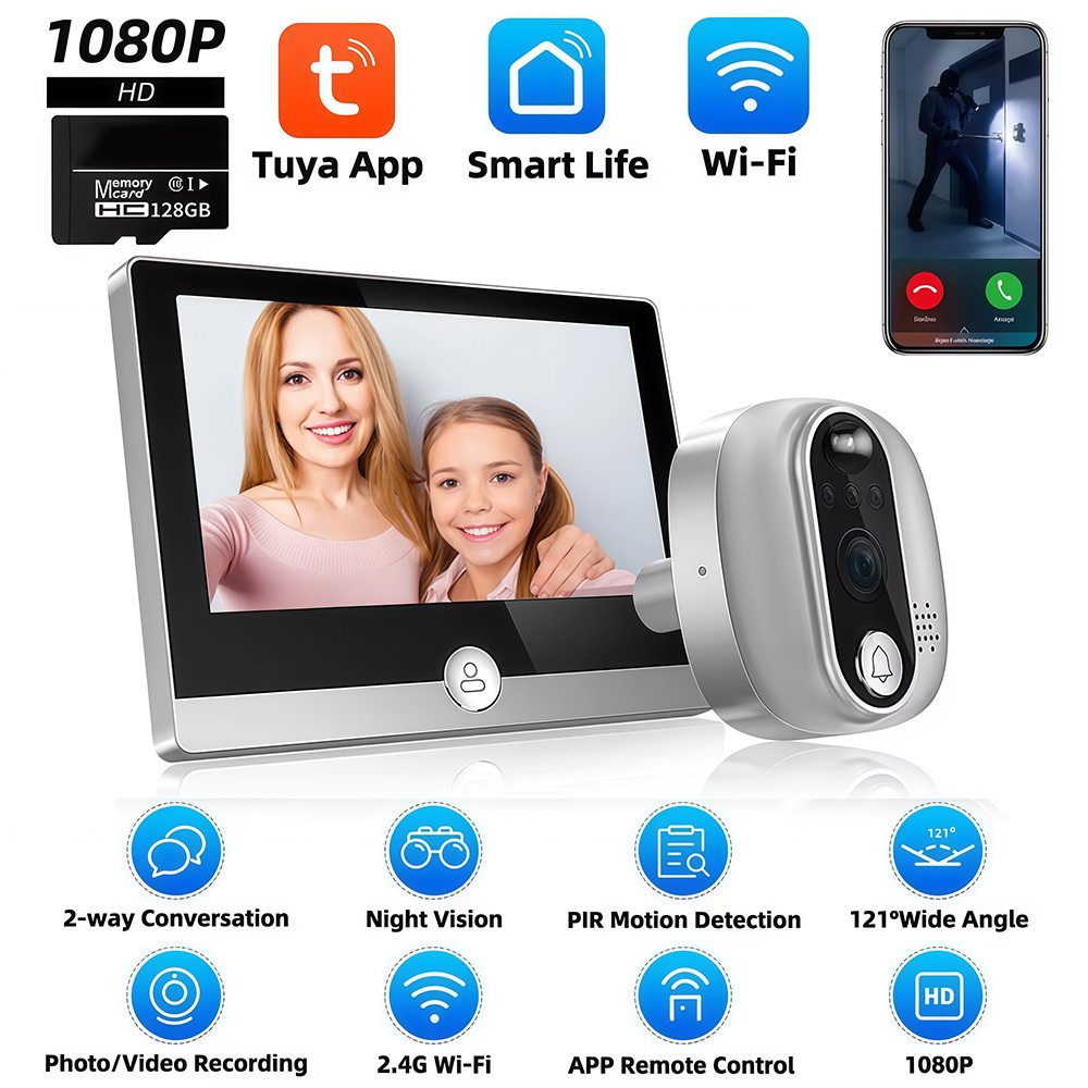 Smart Home Battery Camera - Caméra de sonnette de porte numérique