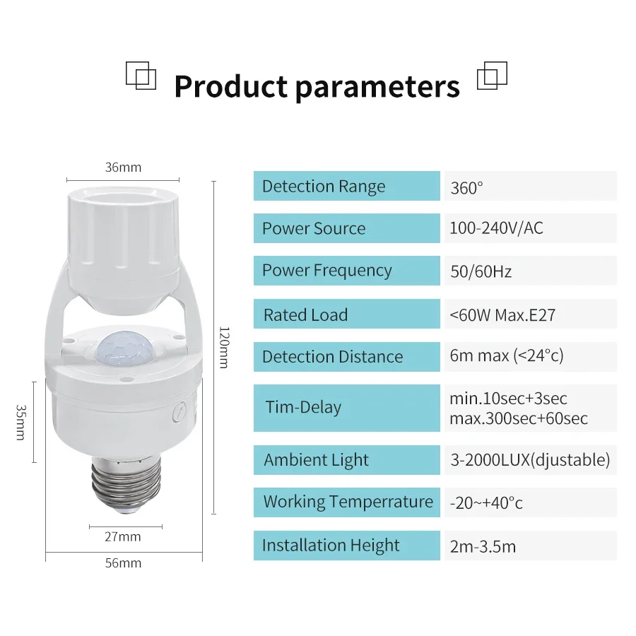 Capteur de mouvement PIR E27,  - Pir Motion Sensor avis et prix